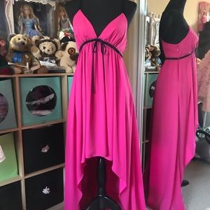 Bebe’s high low chiffon pink maxi dress
